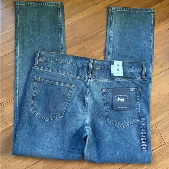 NEW GH BASS CO Mens Straight Blue Jeans sz 36x34 - Picture 2 of 3